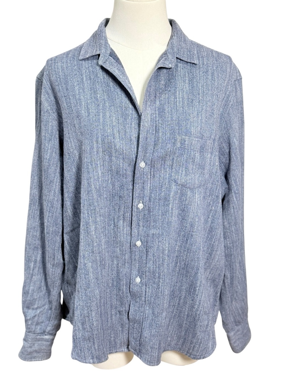 Frank & Eileen EILEEN Washed Indigo Flannel Button Down Shirt Size Medium - Picture 4 of 12